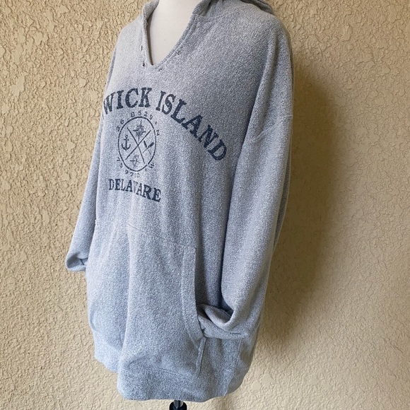 Sunsations Fenwick Island Delaware Distressed Oversized Hoodie Gray Unisex Sz. L - Picture 4 of 10